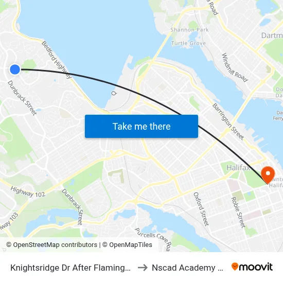 Knightsridge Dr After Flamingo Dr (2005) to Nscad Academy Building map