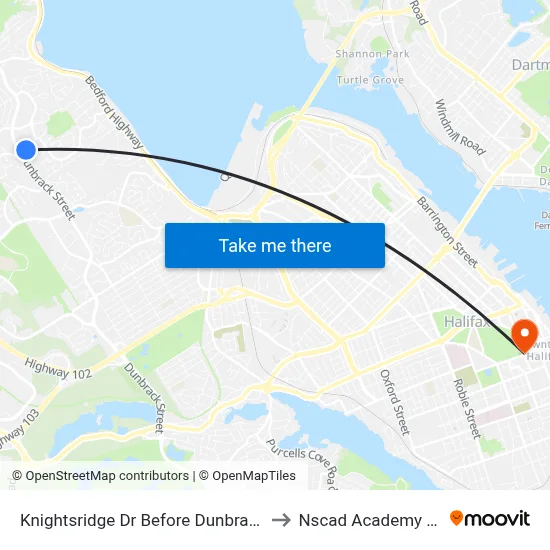 Knightsridge Dr Before Dunbrack St (2014) to Nscad Academy Building map