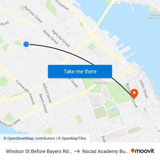 Windsor St Before Bayers Rd (2016) to Nscad Academy Building map