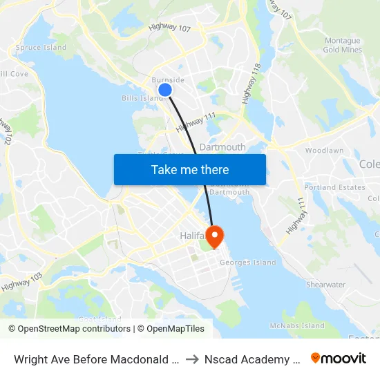 Wright Ave Before Macdonald Ave (2017) to Nscad Academy Building map