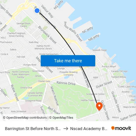 Barrington St Before North St (2021) to Nscad Academy Building map