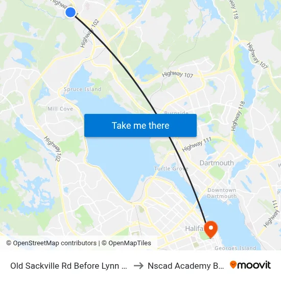 Old Sackville Rd Before Lynn Ct (2037) to Nscad Academy Building map