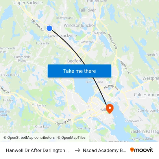 Hanwell Dr After Darlington Dr (2066) to Nscad Academy Building map