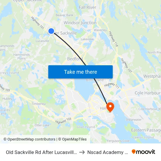 Old Sackville Rd After Lucasville Rd (2076) to Nscad Academy Building map