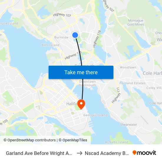 Garland Ave Before Wright Ave (2087) to Nscad Academy Building map
