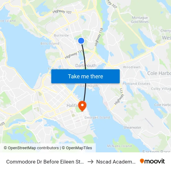 Commodore Dr Before Eileen Stubbs Ave (2101) to Nscad Academy Building map