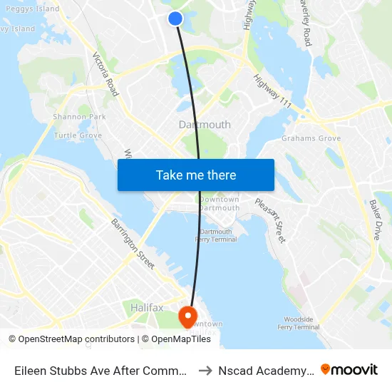 Eileen Stubbs Ave After Commodore Dr (2102) to Nscad Academy Building map