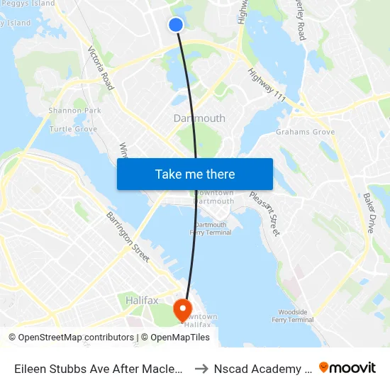 Eileen Stubbs Ave After Maclean Ave (2103) to Nscad Academy Building map