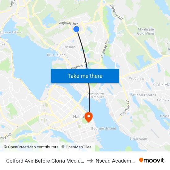 Colford Ave Before Gloria Mccluskey Ave (2108) to Nscad Academy Building map