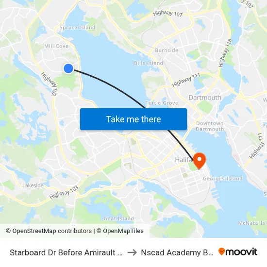 Starboard Dr Before Amirault Ct (2139) to Nscad Academy Building map