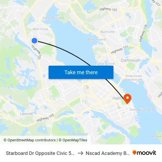 Starboard Dr Opposite Civic 530 (2145) to Nscad Academy Building map