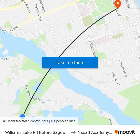 Williams Lake Rd Before Sagewood Ln (2158) to Nscad Academy Building map