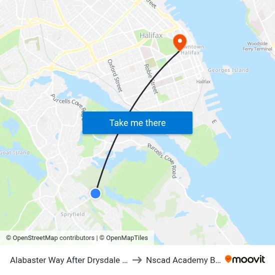 Alabaster Way After Drysdale Rd (2163) to Nscad Academy Building map