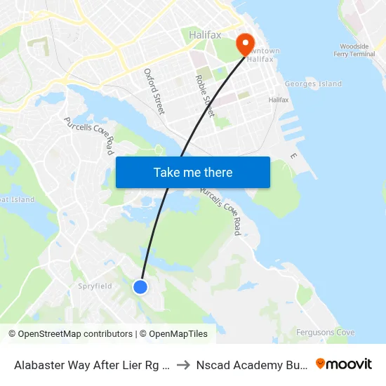 Alabaster Way After Lier Rg (2166) to Nscad Academy Building map