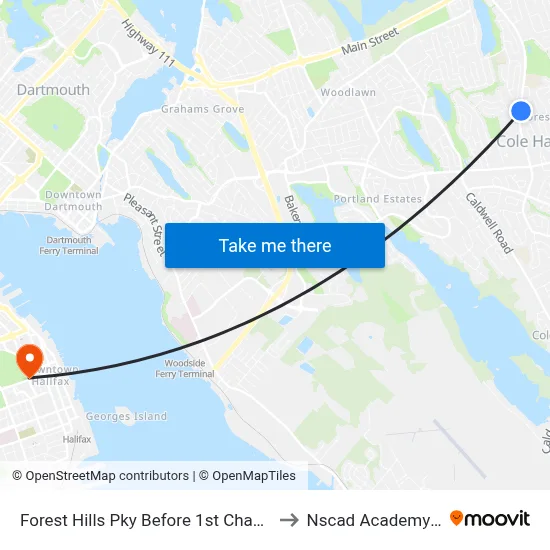 Forest Hills Pky Before 1st Chameau Cr (2229) to Nscad Academy Building map