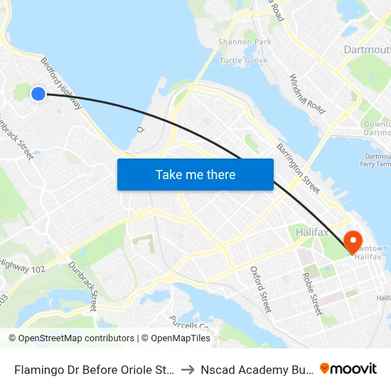 Flamingo Dr Before Oriole St (2254) to Nscad Academy Building map