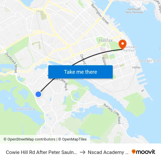 Cowie Hill Rd After Peter Saulnier Dr (2207) to Nscad Academy Building map