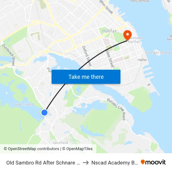 Old Sambro Rd After Schnare Rd (2210) to Nscad Academy Building map