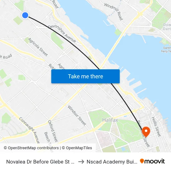Novalea Dr Before Glebe St (2211) to Nscad Academy Building map