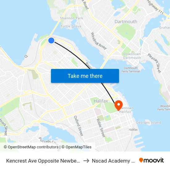 Kencrest Ave Opposite Newbery St (2214) to Nscad Academy Building map