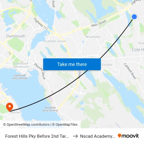 Forest Hills Pky Before 2nd Taranaki Dr (2232) to Nscad Academy Building map