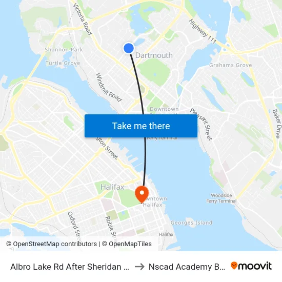 Albro Lake Rd After Sheridan St (2249) to Nscad Academy Building map