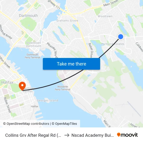 Collins Grv After Regal Rd (2255) to Nscad Academy Building map