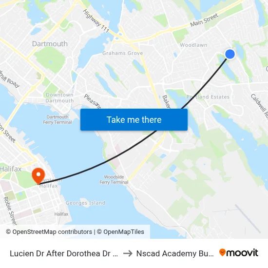 Lucien Dr After Dorothea Dr (2260) to Nscad Academy Building map
