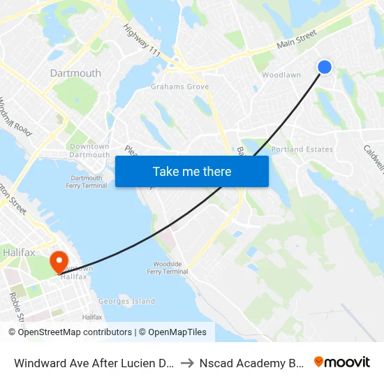 Windward Ave After Lucien Dr (2262) to Nscad Academy Building map