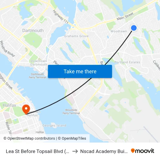 Lea St Before Topsail Blvd (2263) to Nscad Academy Building map