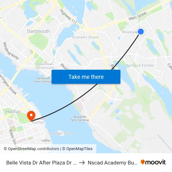 Belle Vista Dr After Plaza Dr (2265) to Nscad Academy Building map