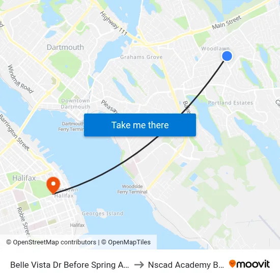 Belle Vista Dr Before Spring Ave (2266) to Nscad Academy Building map