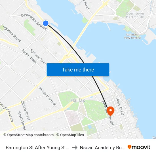 Barrington St After Young St (2274) to Nscad Academy Building map