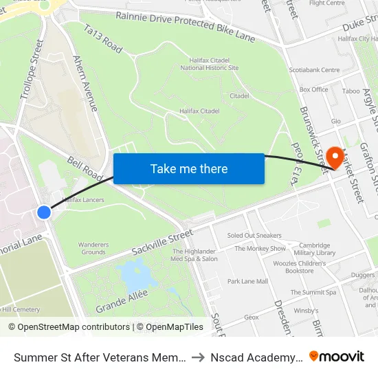 Summer St After Veterans Memorial Ln (2304) to Nscad Academy Building map