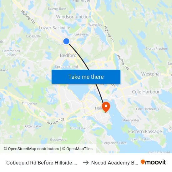 Cobequid Rd Before Hillside Ave (2352) to Nscad Academy Building map