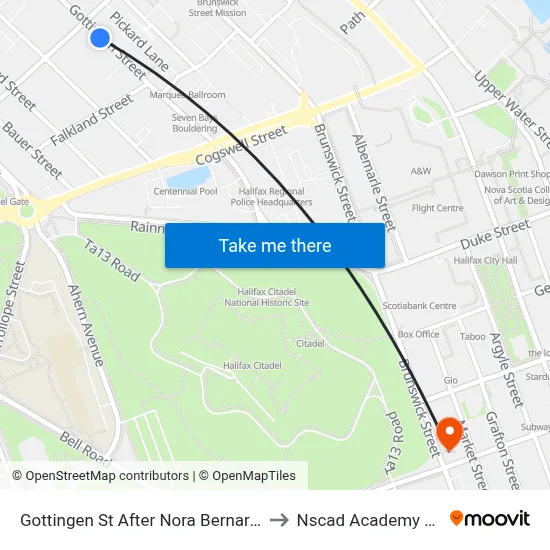 Gottingen St After Nora Bernard St (6790) to Nscad Academy Building map