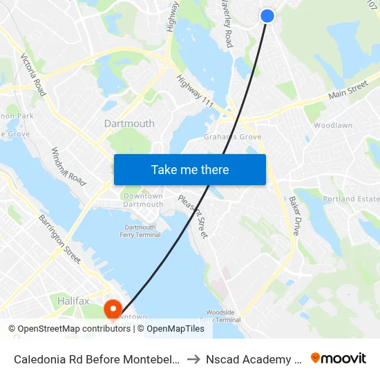 Caledonia Rd Before Montebello Dr (6372) to Nscad Academy Building map