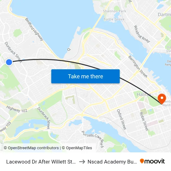 Lacewood Dr After Willett St (7072) to Nscad Academy Building map
