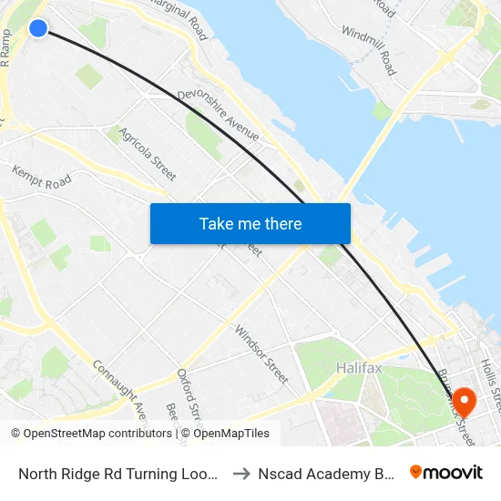 North Ridge Rd Turning Loop (8165) to Nscad Academy Building map