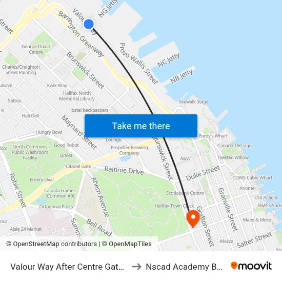 Valour Way After Centre Gate (6571) to Nscad Academy Building map