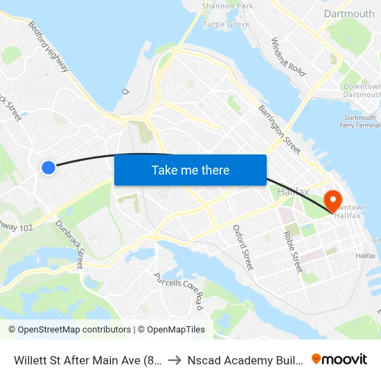 Willett St After Main Ave (8493) to Nscad Academy Building map