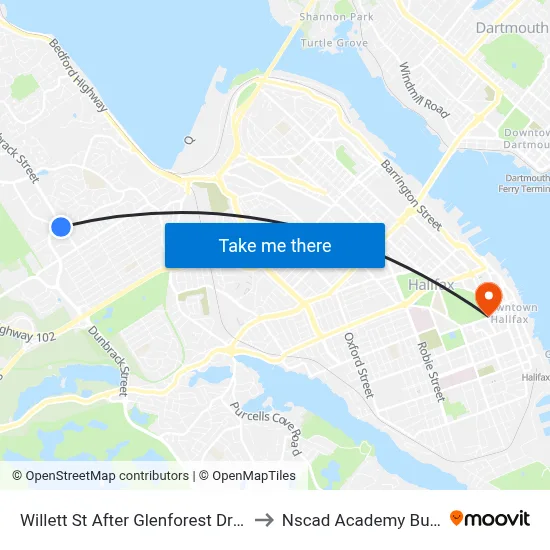 Willett St After Glenforest Dr (8492) to Nscad Academy Building map