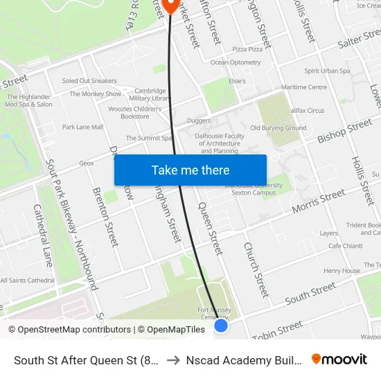 South St After Queen St (8292) to Nscad Academy Building map