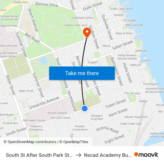 South St After South Park St (8295) to Nscad Academy Building map