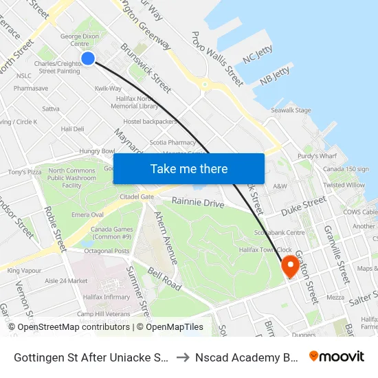 Gottingen St After Uniacke St (6787) to Nscad Academy Building map