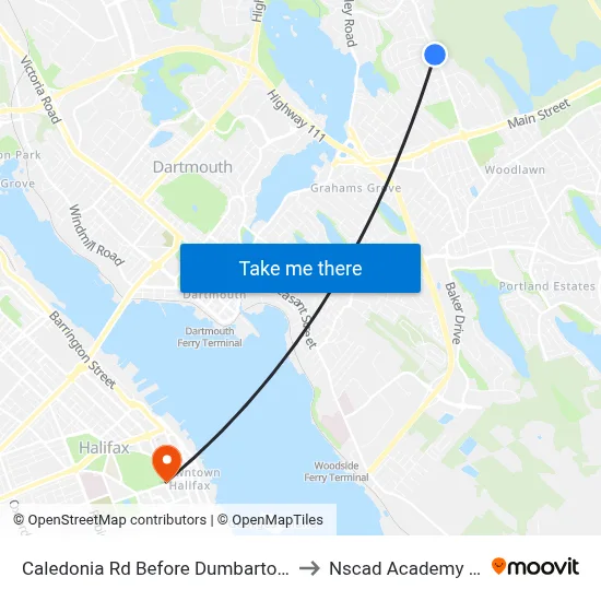 Caledonia Rd Before Dumbarton Ave (6367) to Nscad Academy Building map