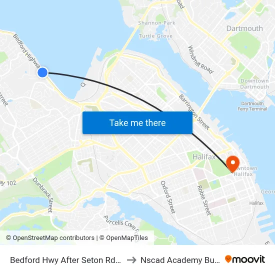 Bedford Hwy After Seton Rd (6217) to Nscad Academy Building map