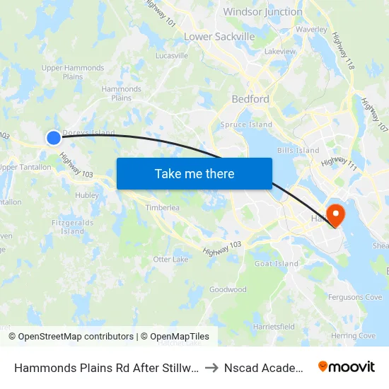 Hammonds Plains Rd After Stillwater Lake Dr (6815) to Nscad Academy Building map