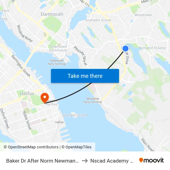 Baker Dr After Norm Newman Dr (8841) to Nscad Academy Building map