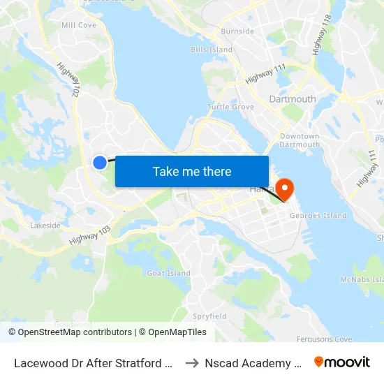 Lacewood Dr After Stratford Way (7064) to Nscad Academy Building map